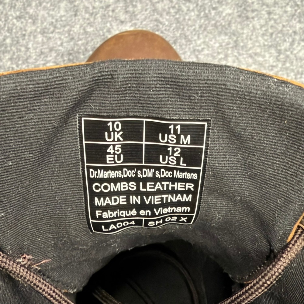 Dr. Martens Combs Leather 8-Eye Combat Boots Brown Crazy Horse Mens 11 Womens 12 - Picture 9 of 9